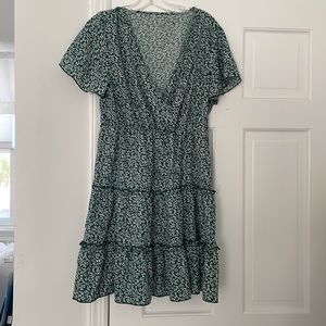 SHEIN Surplice Neck Frill Trim Ditsy Floral Dress